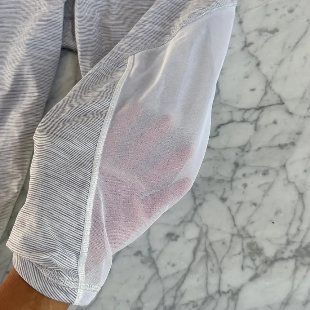 Lululemon High Waisted Capri Leggings With Mesh Gray and White Size 10